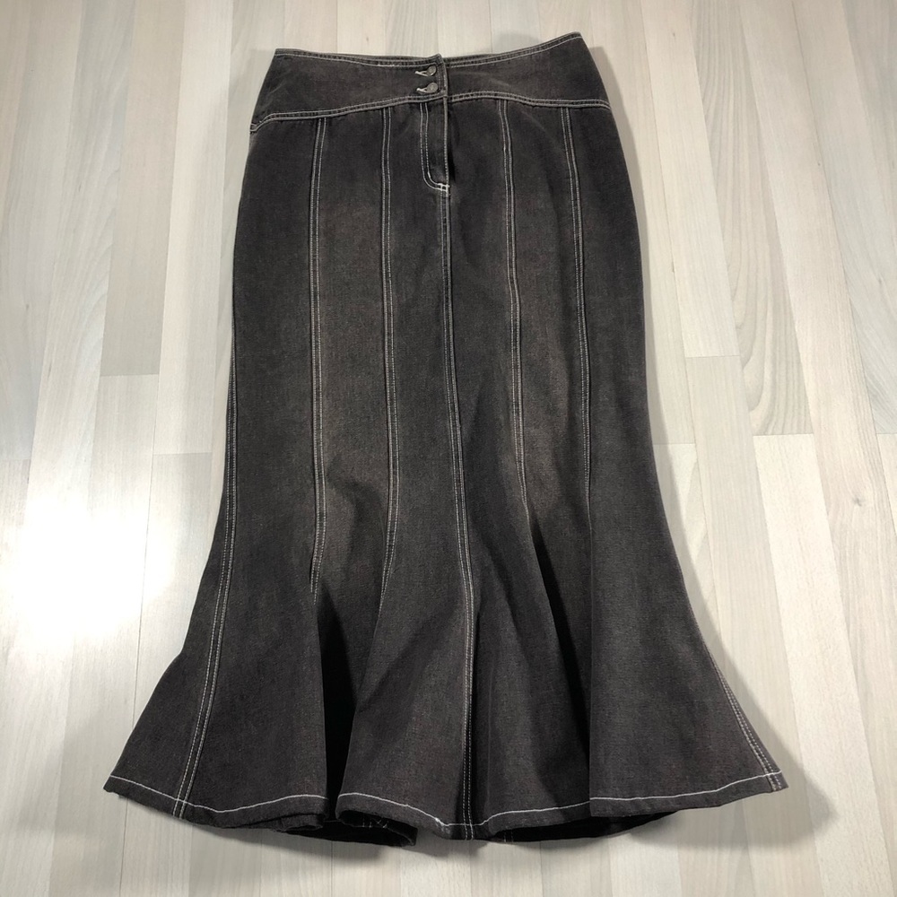 Jeanology Brown Denim Flared Skirt - 8